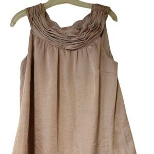 Loft Rounded Neck Sleeveless Blouse - Tan/Champagne- Fully Lined - M